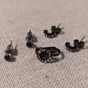 Black and clear rhinestone earrings and cuff